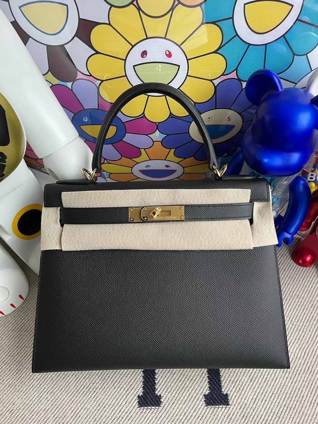 Uncle Bench Hermes Kelly 28cm Epsom ck89 black Gold Hardware Full Handmade