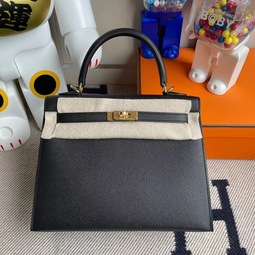 Uncle Bench Hermes Kelly 25cm Epsom ck89 black Gold Hardware Full Handmade