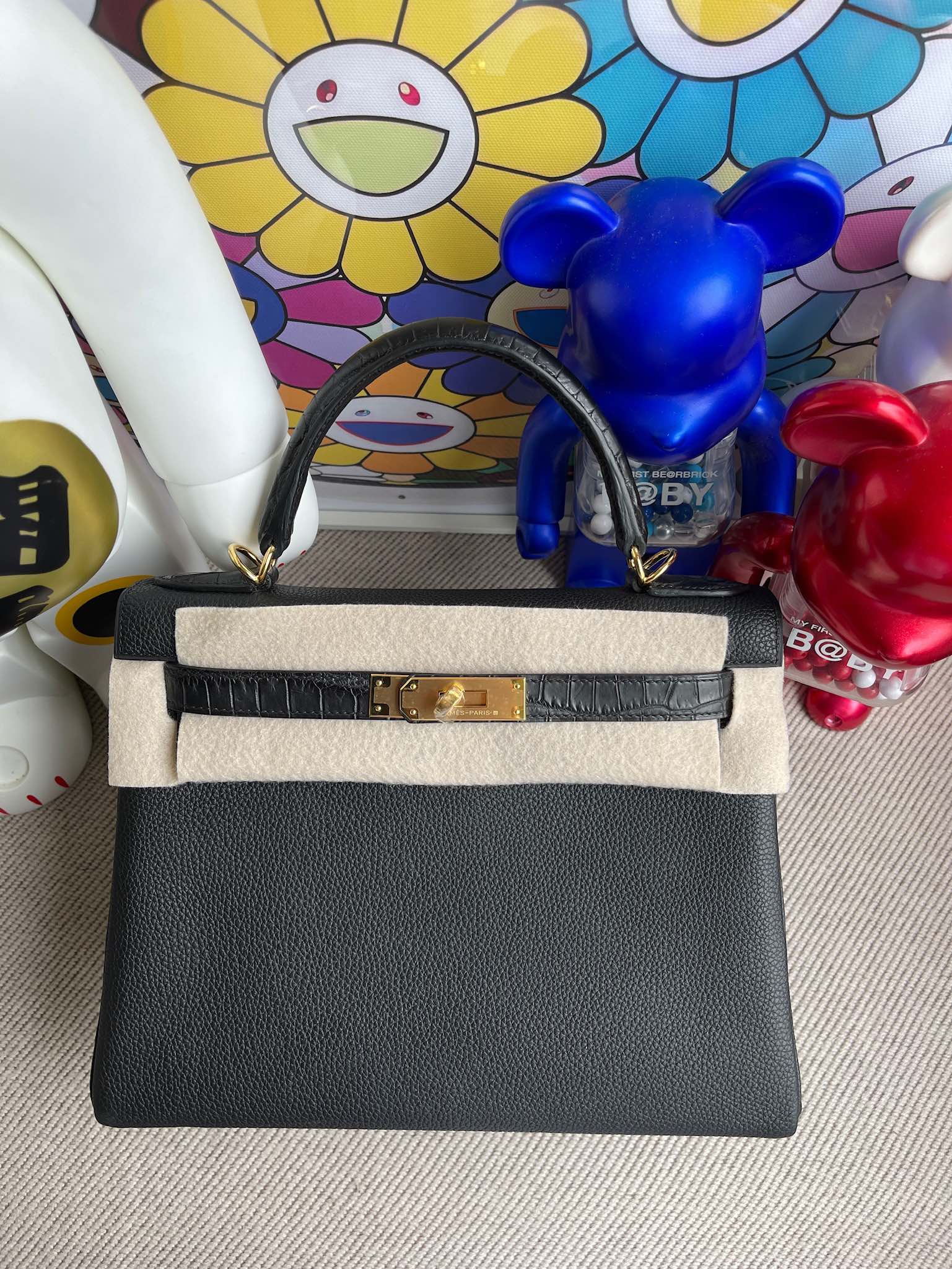 Uncle Bench Hermes Kelly Touch 28cm matte alligator crocodile ck89 noir Gold Hardware Full Handmade