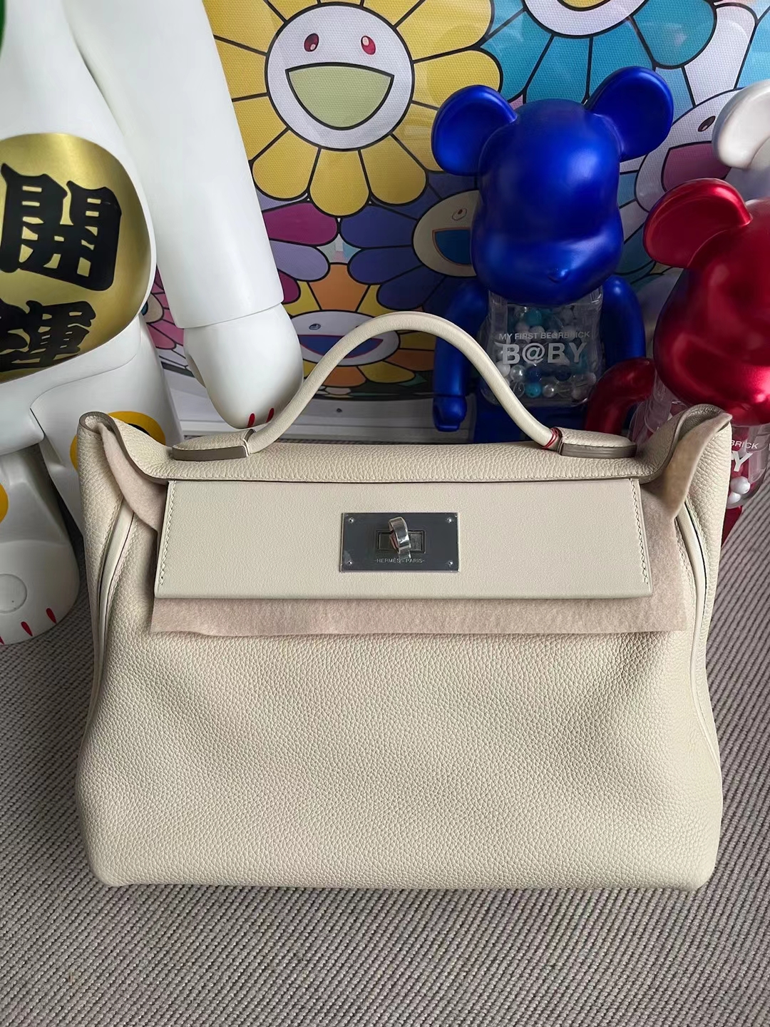 Uncle Bench Hermes Kelly 2424 Maurice & swift Ck10 Craie Silver Hardware Full Handmade