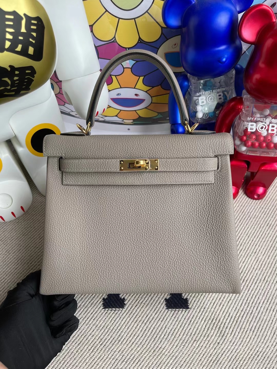 Uncle Bench Hermes Kelly 25cm Togo M8 Griss Asphalte Gold Hardware Full Handmade