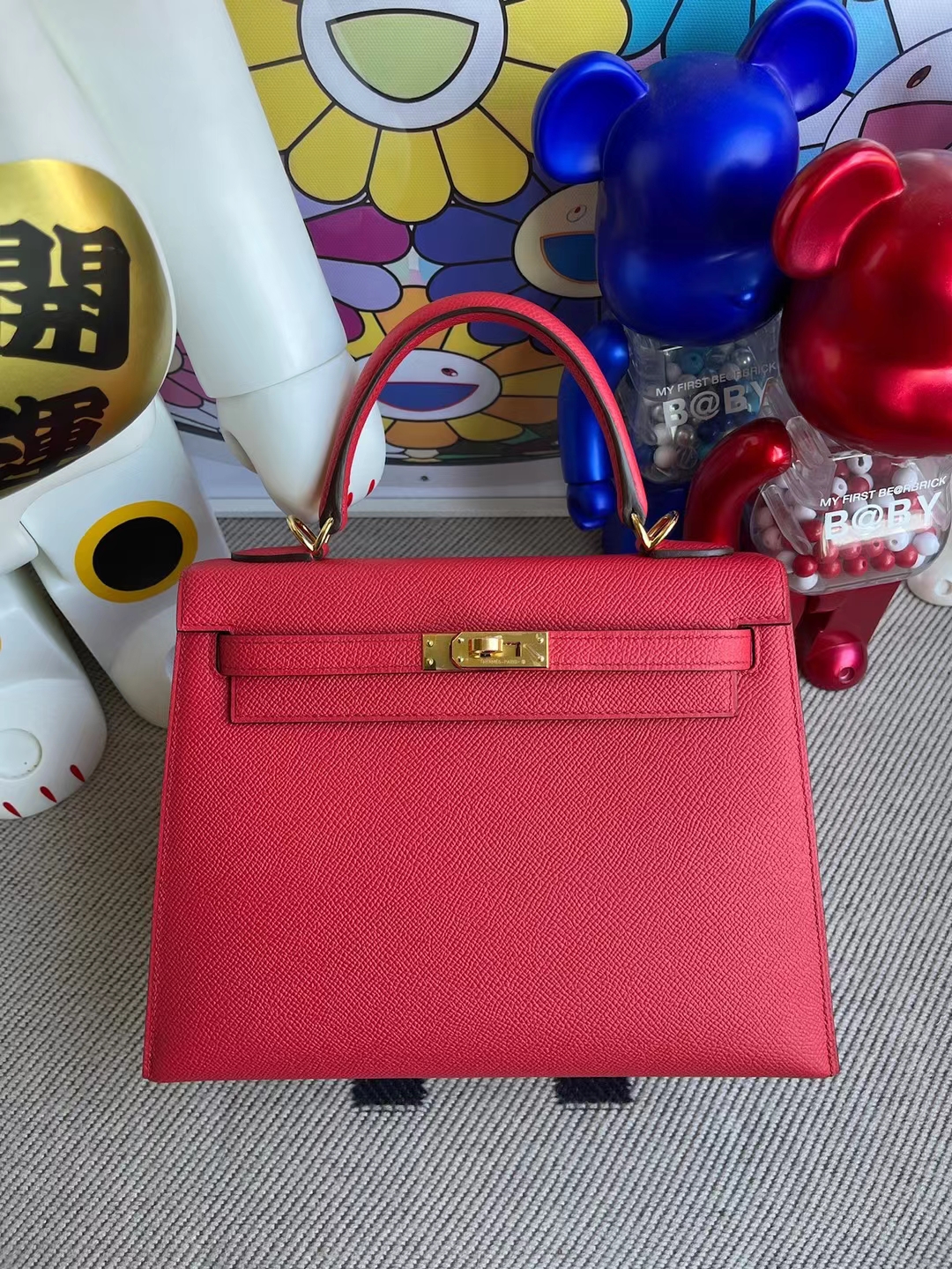 Uncle Bench Hermes Kelly 25cm Epsom Q5 Rouge Gold Hardware Full Handmade