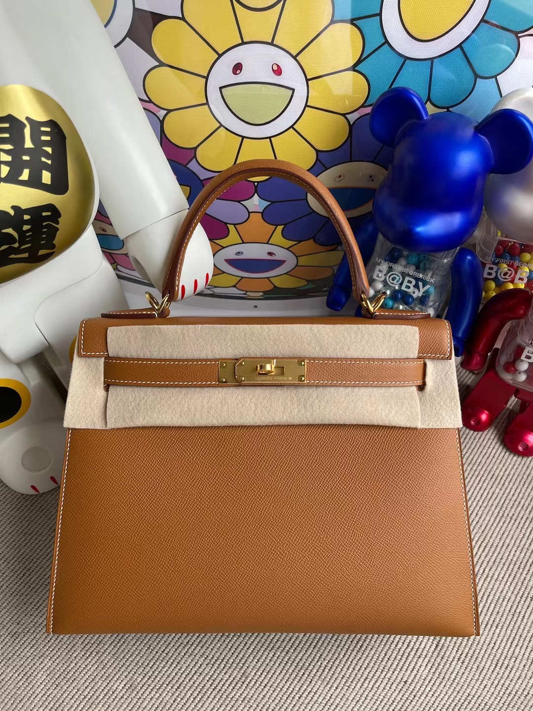 Uncle Bench Hermes Kelly 28cm Epsom Ck37 Golden brown Gold Hardware Full Handmade