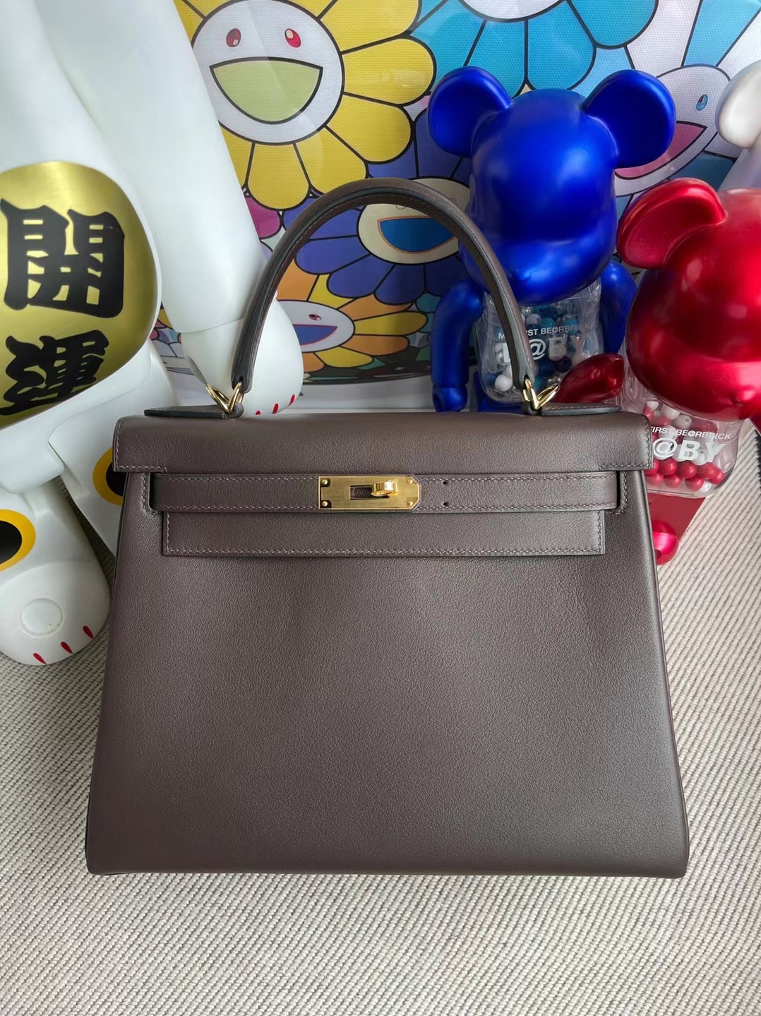 Uncle Bench Hermes Kelly 28cm Swift Ck47 chocolate Gold Hardware Full Handmade