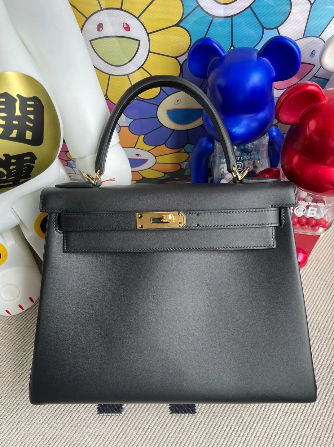 Uncle Bench Hermes Kelly 28cm Jonathan Ck89 black Gold Hardware Full Handmade