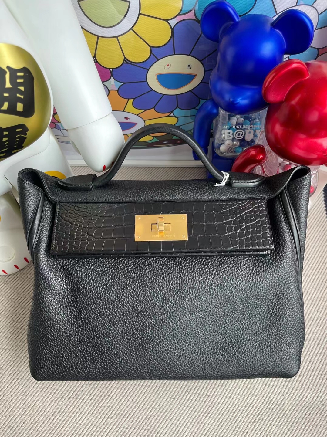 Uncle Bench Hermes Kelly 2424 Touch 29cm Ck89 Black Gold Hardware Full Handmade