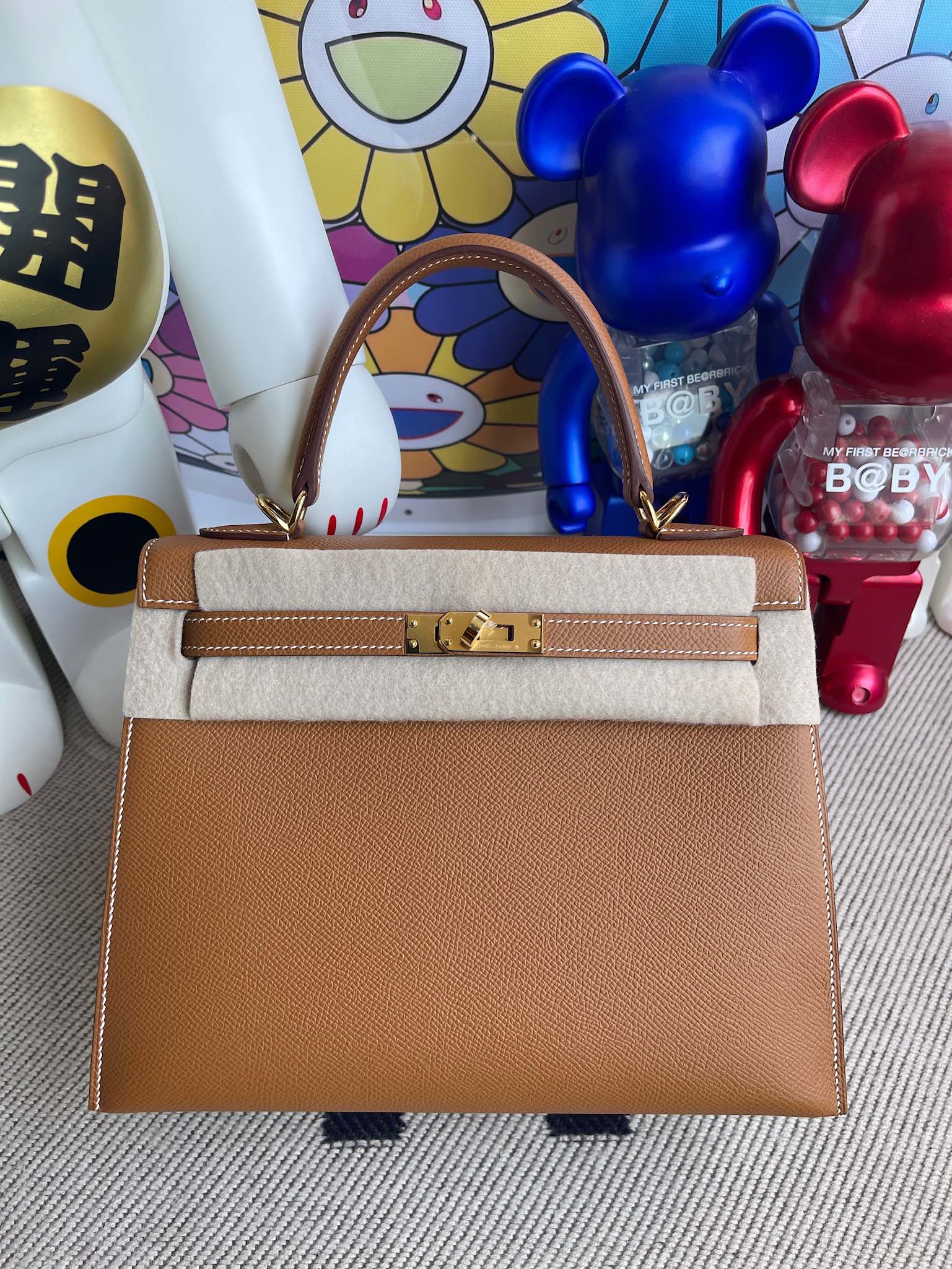 Uncle Bench Hermes Kelly 25cm Epsom ck37 Golden brown Gold Hardware Full Handmade