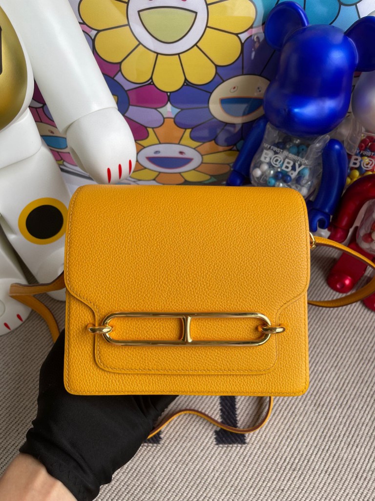 Uncle Bench Hermes Roulis 18cm Evecolor 9V sun yellow Gold Hardware Full Handmade