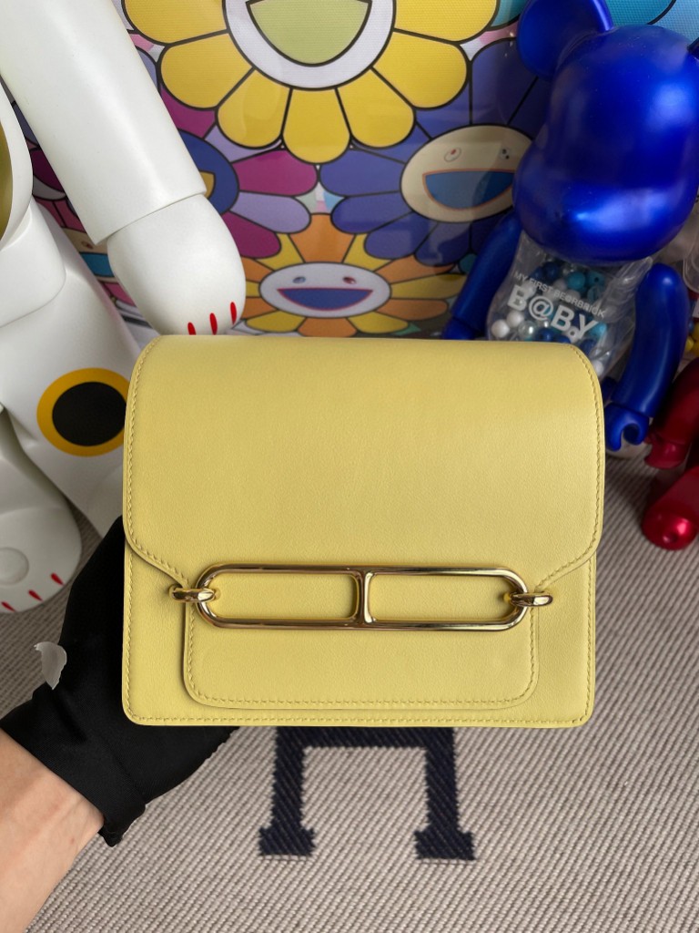 Uncle Bench Hermes Roulis 18cm Swift light Lemon yellow Gold Hardware Full Handmade