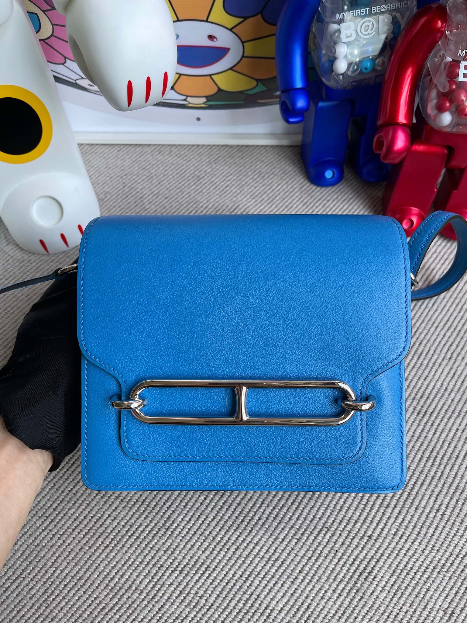 Uncle Bench Hermes Roulis 18cm evecolor sapphire & bright red Silver Hardware Full Handmade