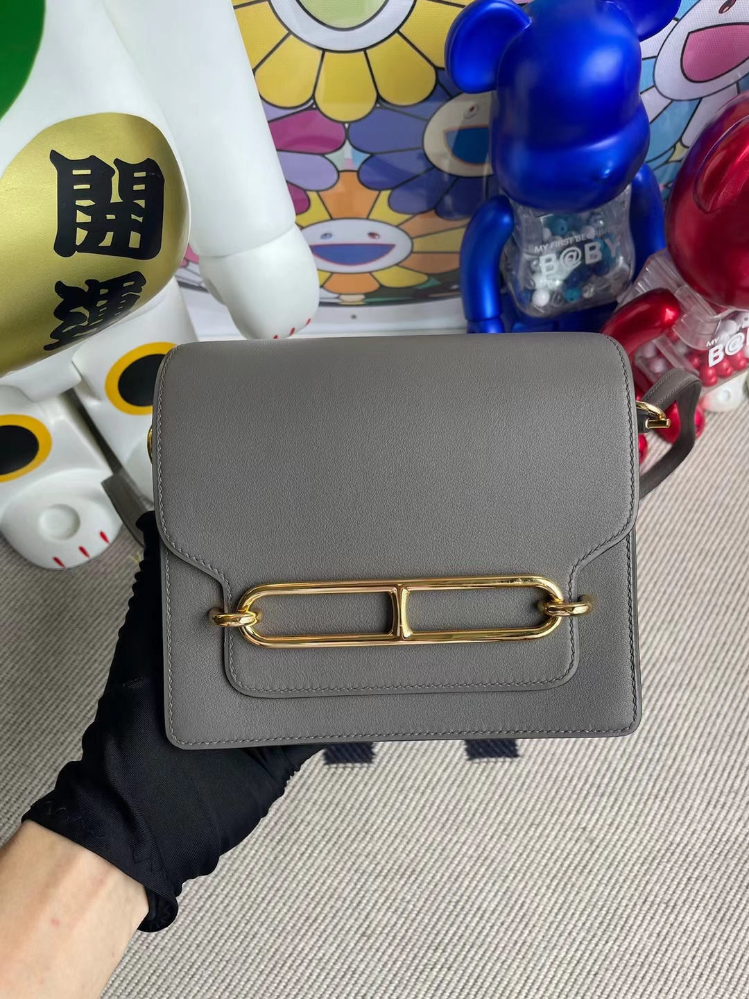 Uncle Bench Hermes Roulis 18cm Swift M8 Griss Asphalte Gold Hardware Full Handmade