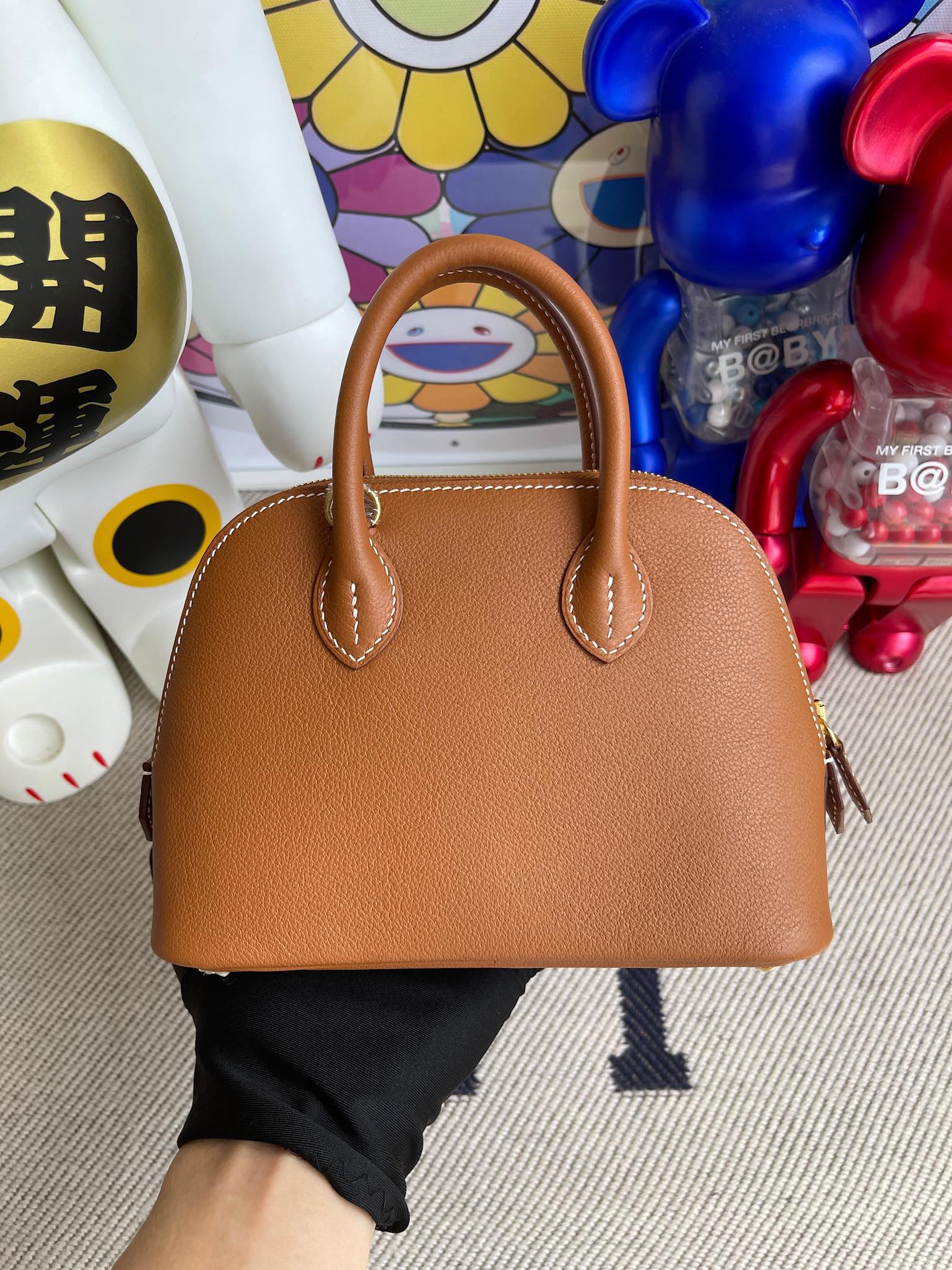 Uncle Bench Hermes Mini bolide Chevre ck37 Golden brown Gold Hardware Full Handmade