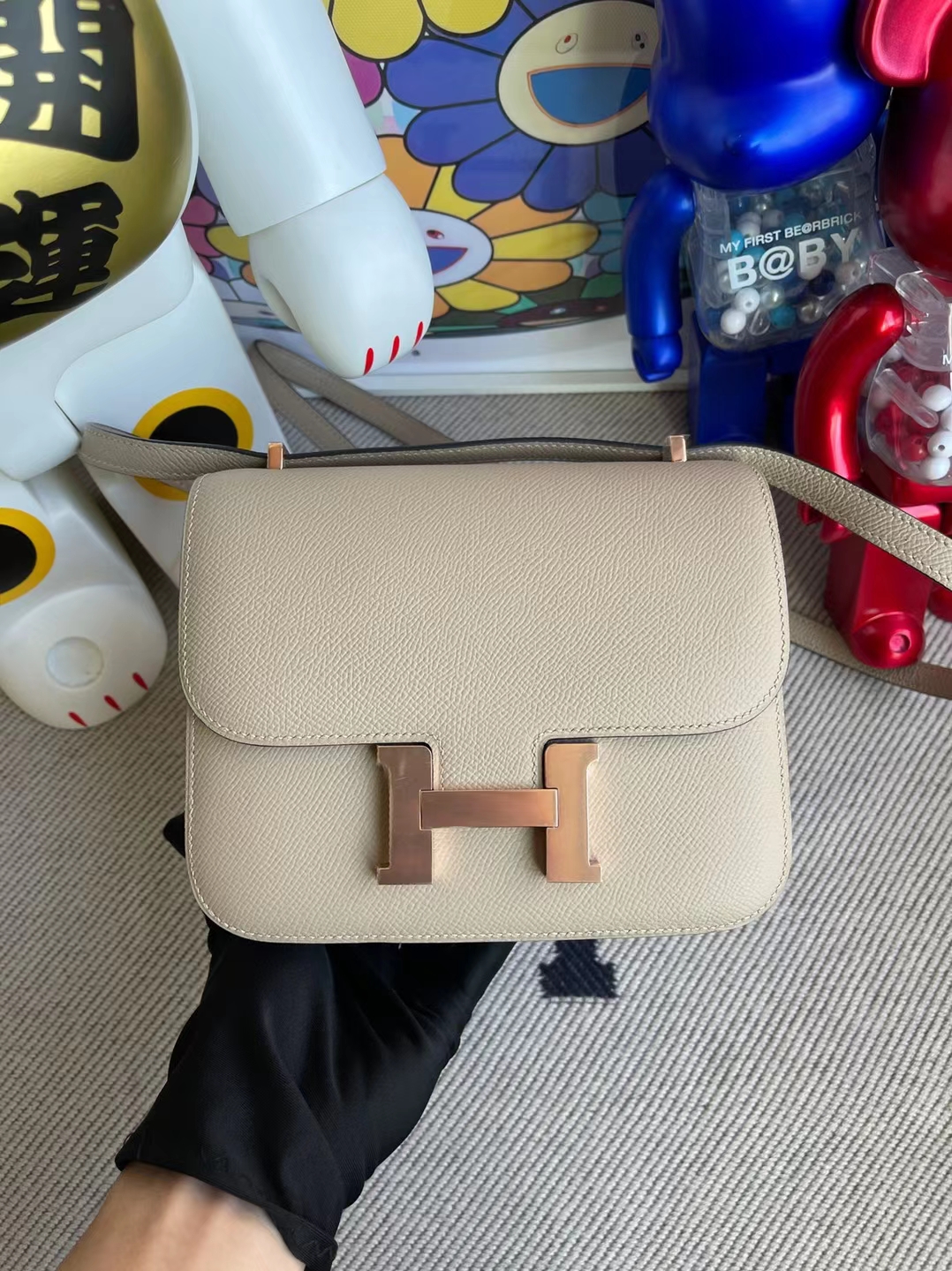 Uncle Bench Hermes Constance Epsom S2 Trench & apricot Rose Gold Hardware 18cm Full Handmade