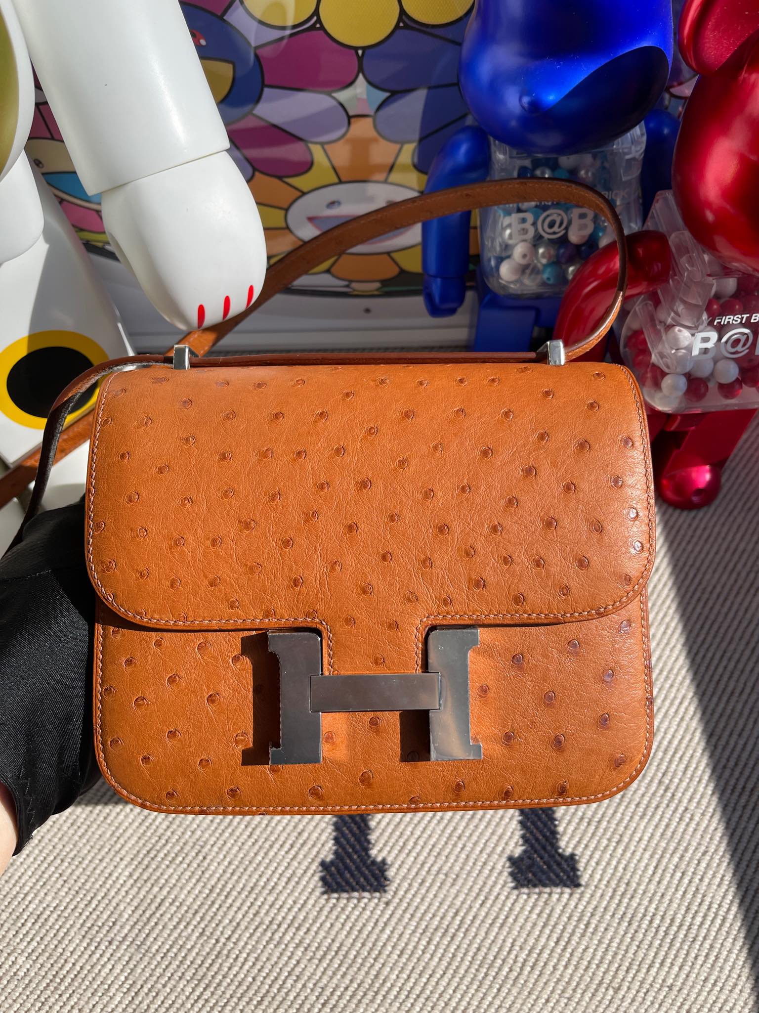 Uncle Bench Hermes Constance Osrtich kk Goldern Silver Hardware 18cm Full Handmade