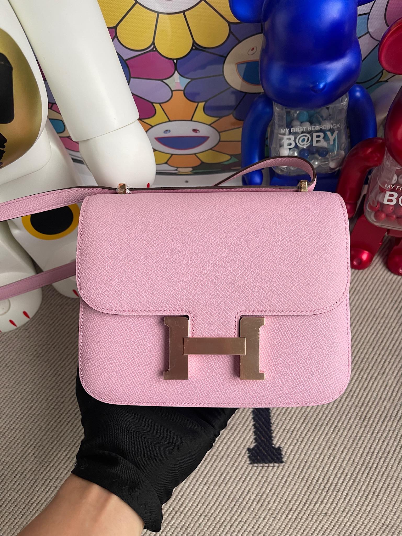 Uncle Bench Hermes Constance Epsom X9 mallow purple Rose gold Hardware 18cm Full Handmade