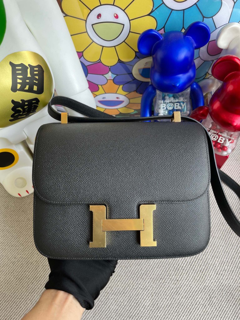 Uncle Bench Hermes Constance Epsom ck89 Noir Gold Hardware 24cm Full Handmade