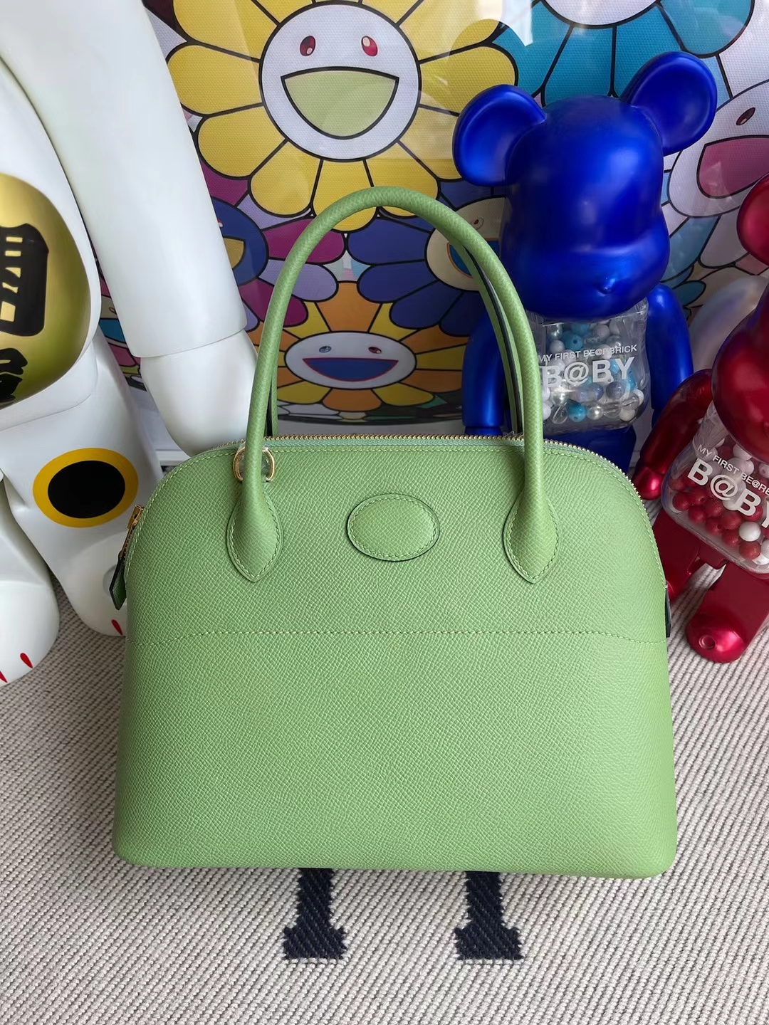 Uncle Bench Hermes Bolide Epsom i3 Avocado green Gold Hardware 27cm Full Handmade
