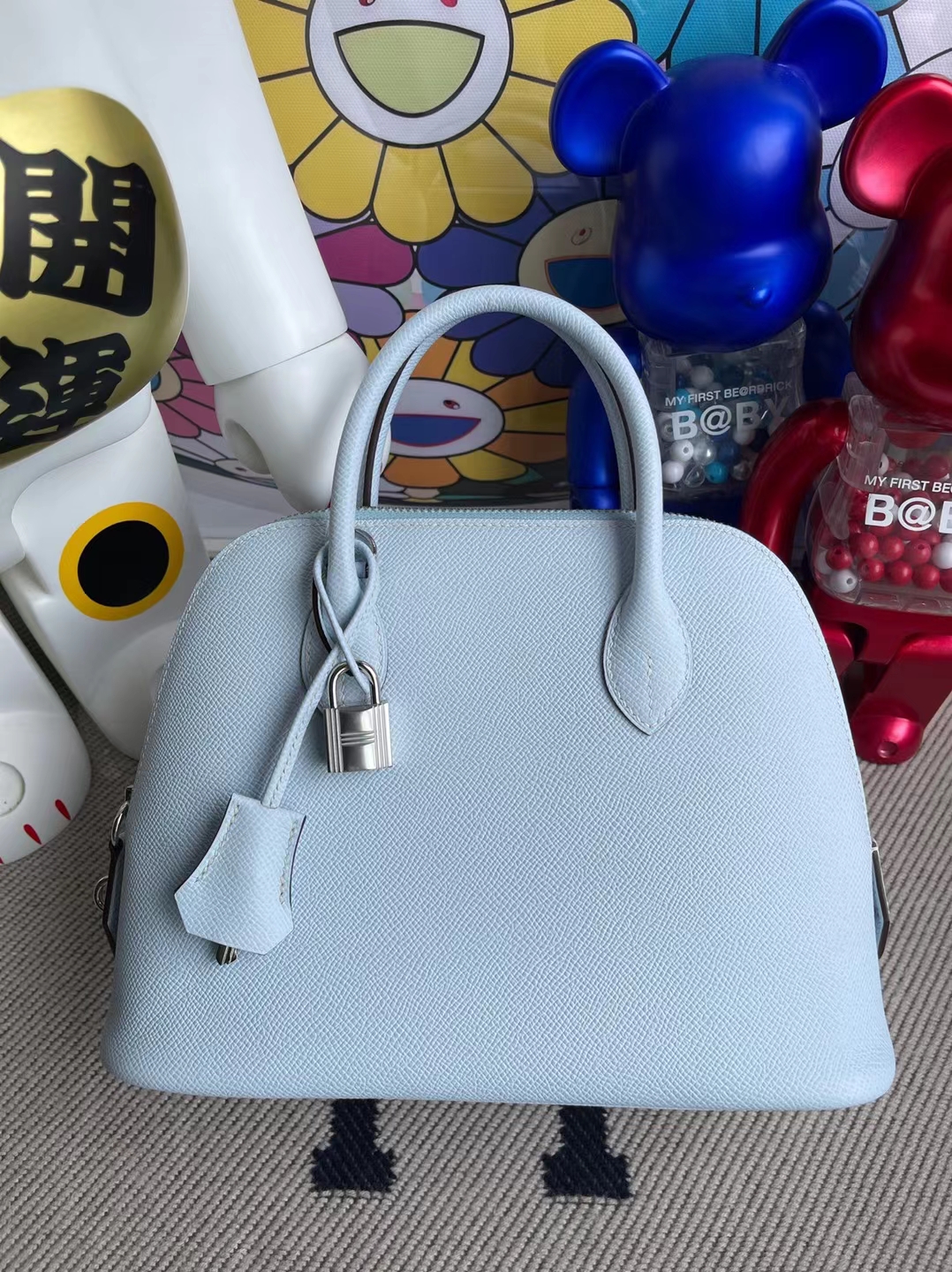 Uncle Bench Hermes Bolide Epsom T0 Blue mist Silver Hardware 25cm Full Handmade