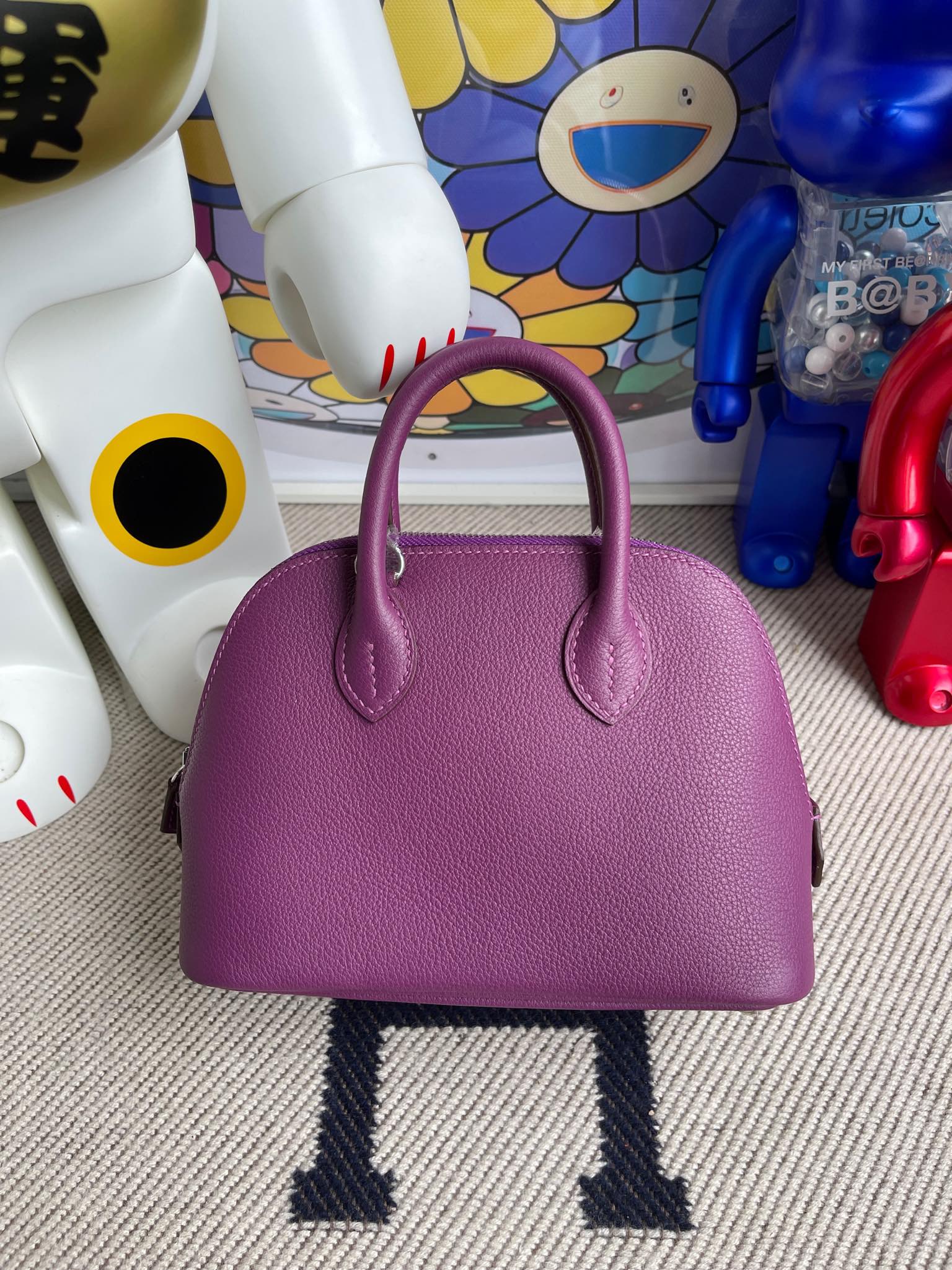 Uncle Bench Hermes Mini Bolide evecolor p9 anemone Silver Hardware 19cm Full Handmade