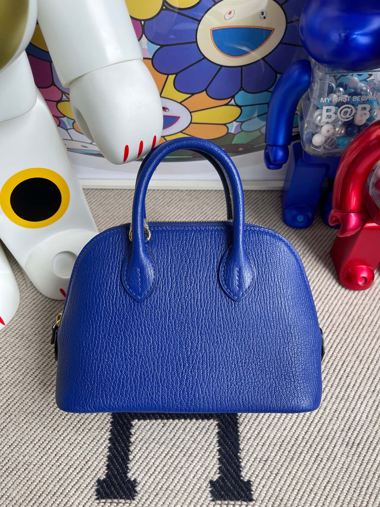 Uncle Bench Hermes Mini Bolide Chevre 7T eletric blue Gold Hardware 19cm Full Handmade