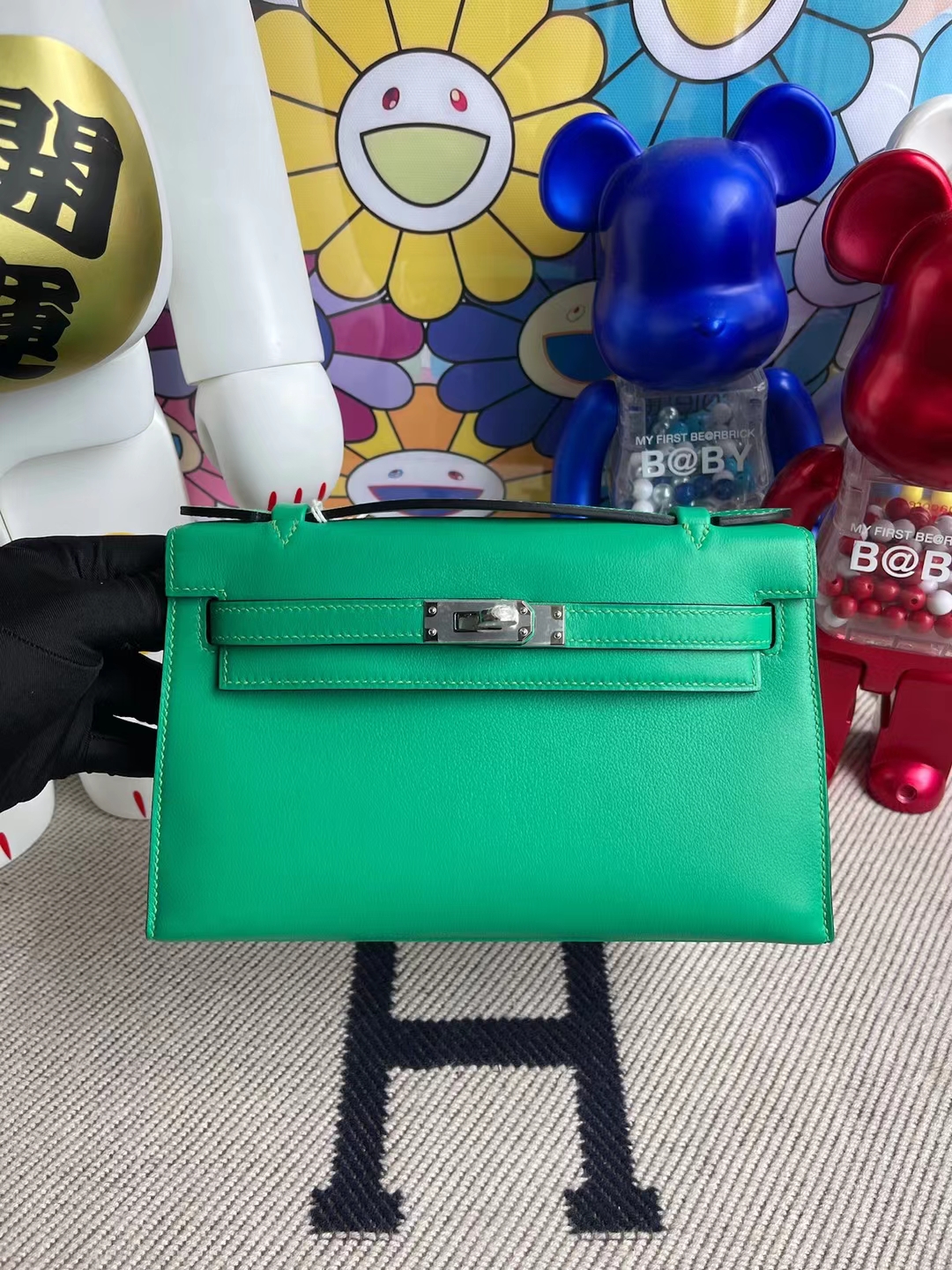 Uncle Bench Hermes kelly pochette Swift 6w Mint green Silver Hardware 22cm Full Handmade