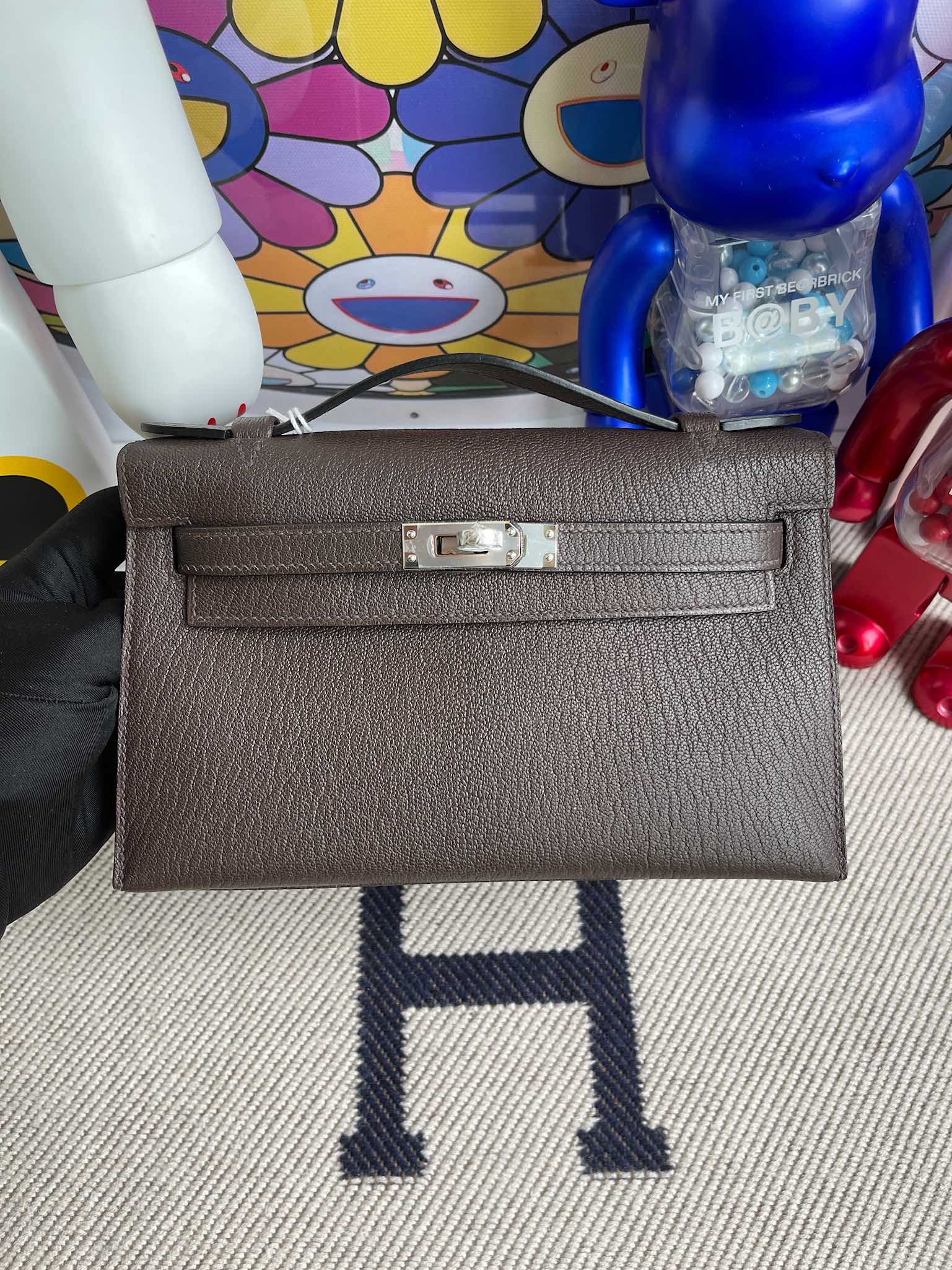 Uncle Bench Hermes kelly pochette chevre dark chocolate Silver Hardware 22cm Full Handmade