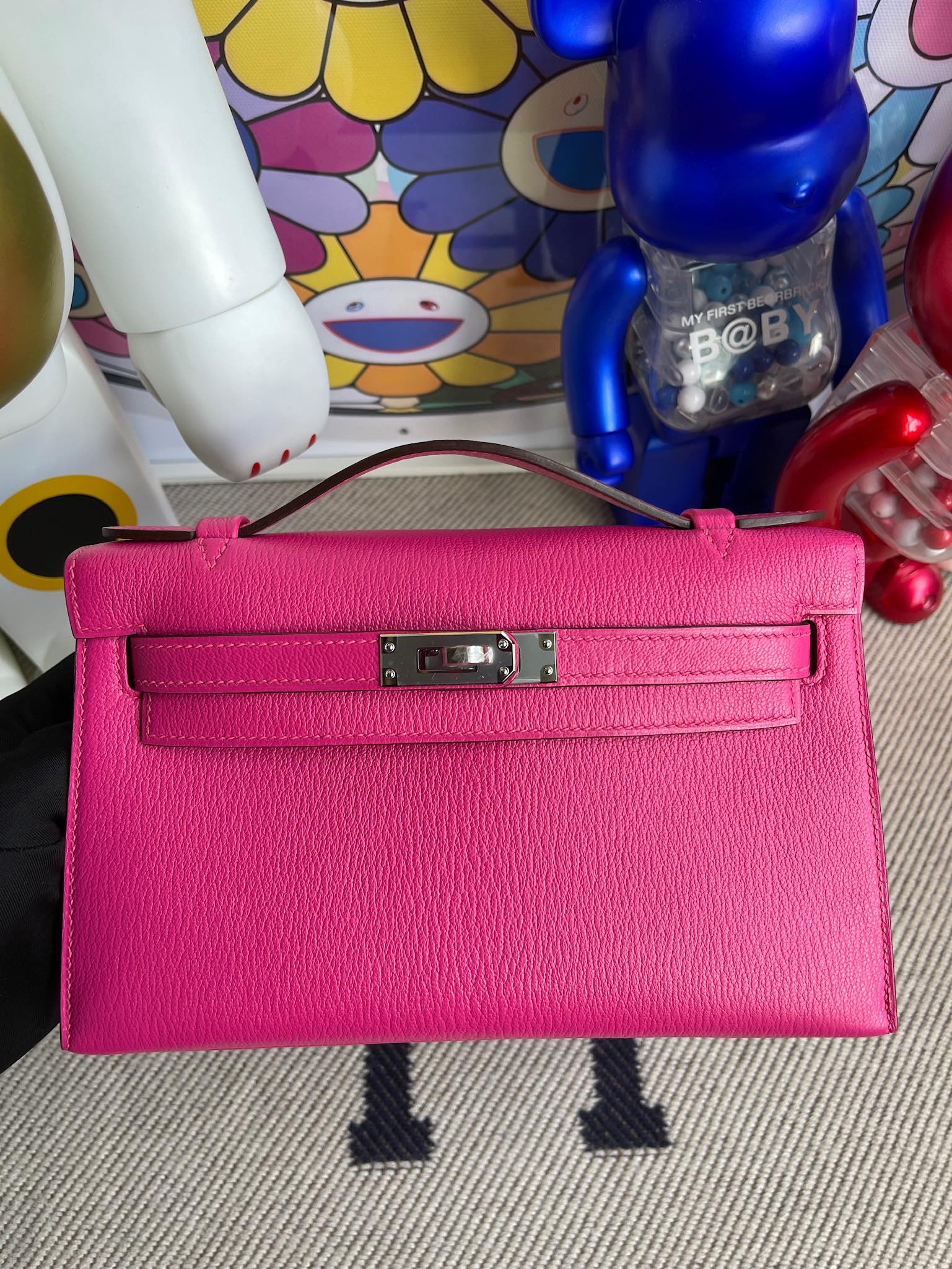 Uncle Bench Hermes kelly pochette Chevre candy pink Silver Hardware 22cm Full Handmade