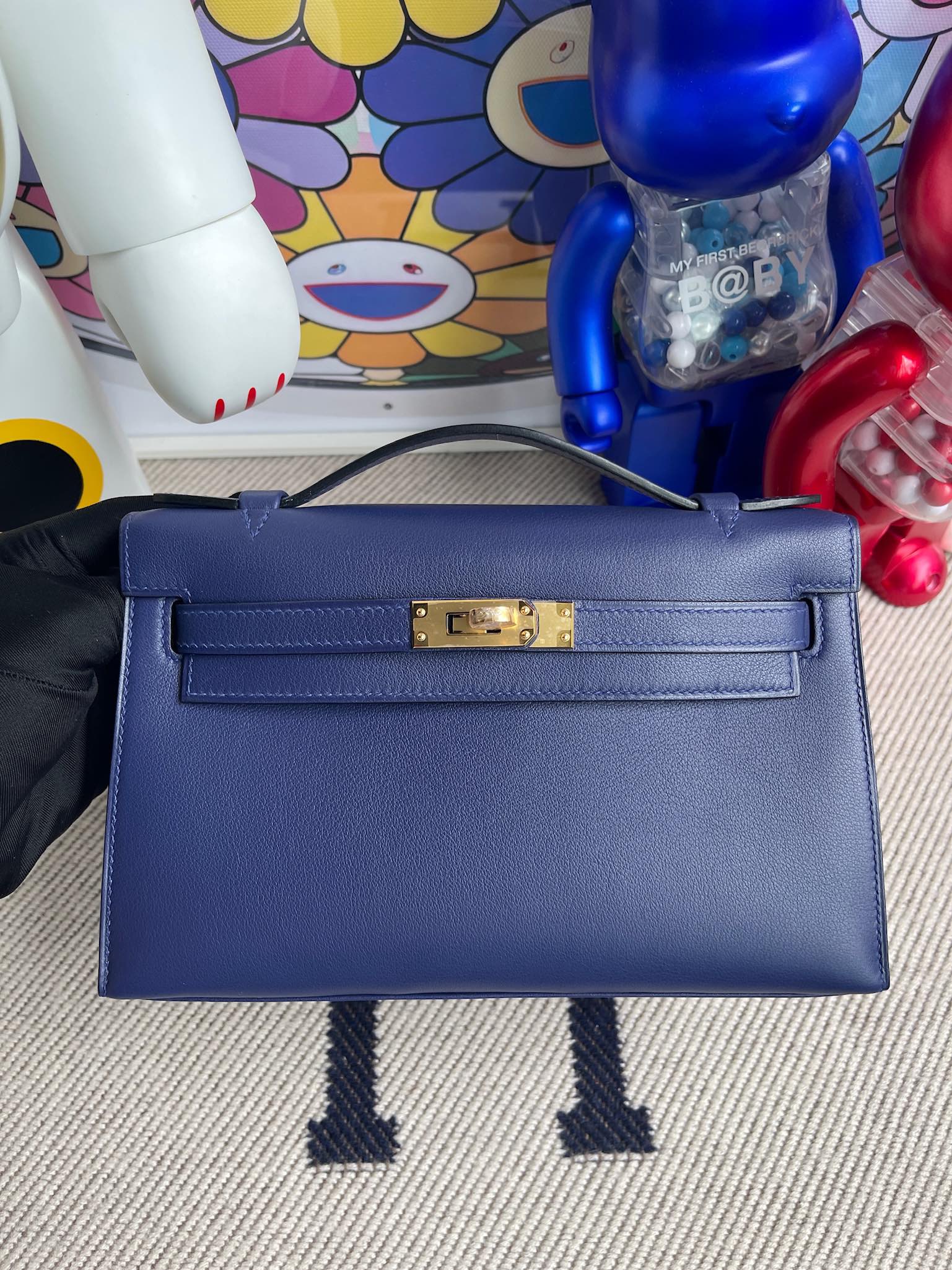 Uncle Bench Hermes kelly pochette Swift M3 Ink blue Gold Hardware 22cm Full Handmade