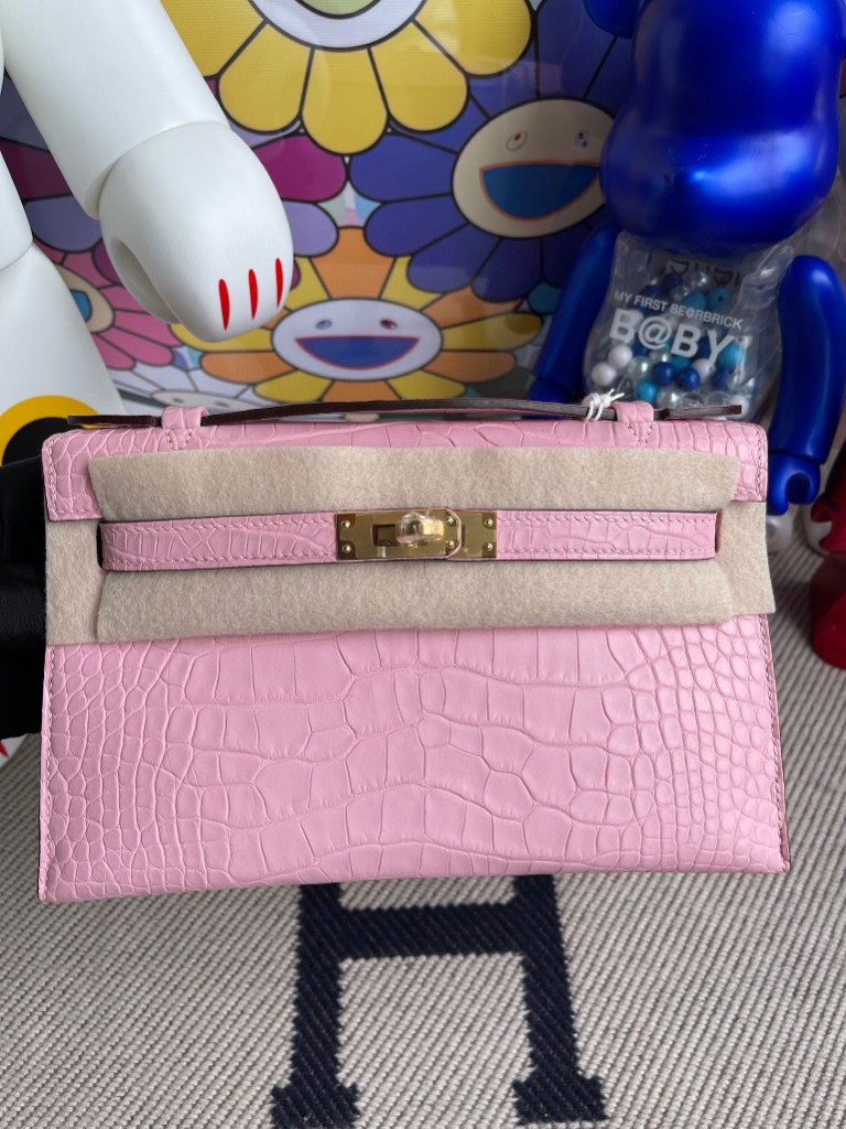 Uncle Bench Hermes kelly pochette Alligator matte 3Q pink Gold Hardware 22cm Full Handmade