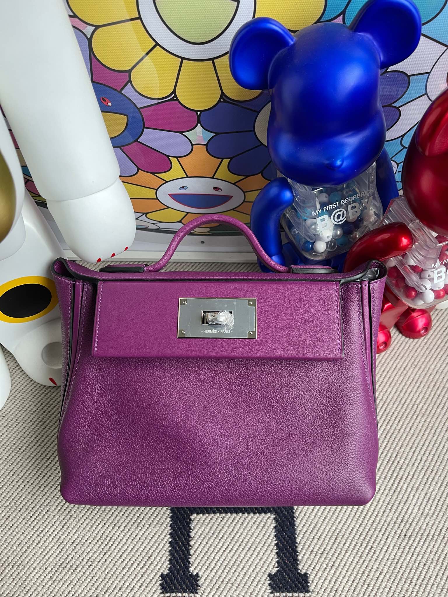 Uncle Bench Hermes Mini kelly 2424 evecolor p9 anemone Silver Hardware Full Handmade