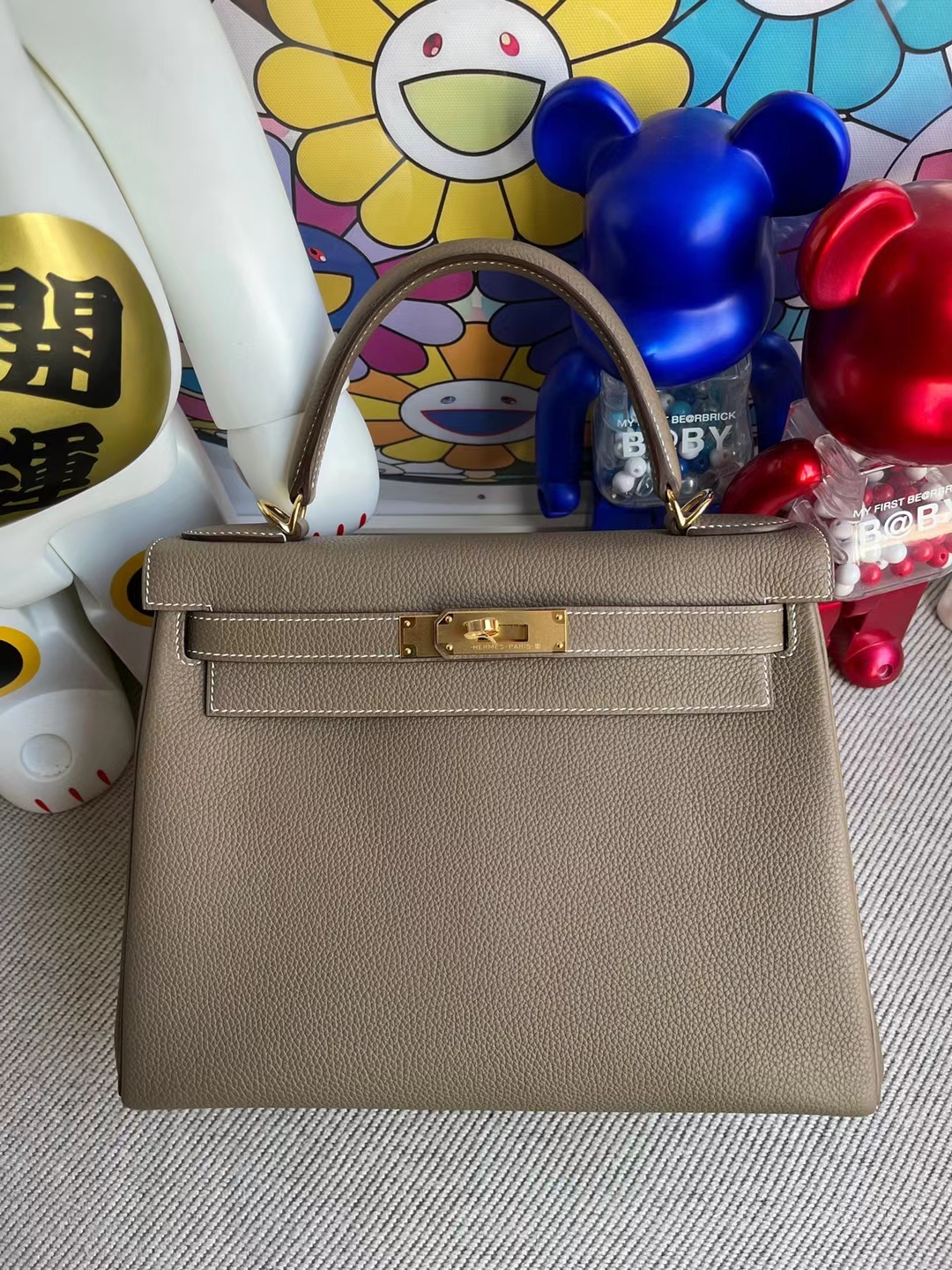 Uncle Bench Hermes kelly Togo Ck18 Etoupe Gold Hardware 28cm Full Handmade