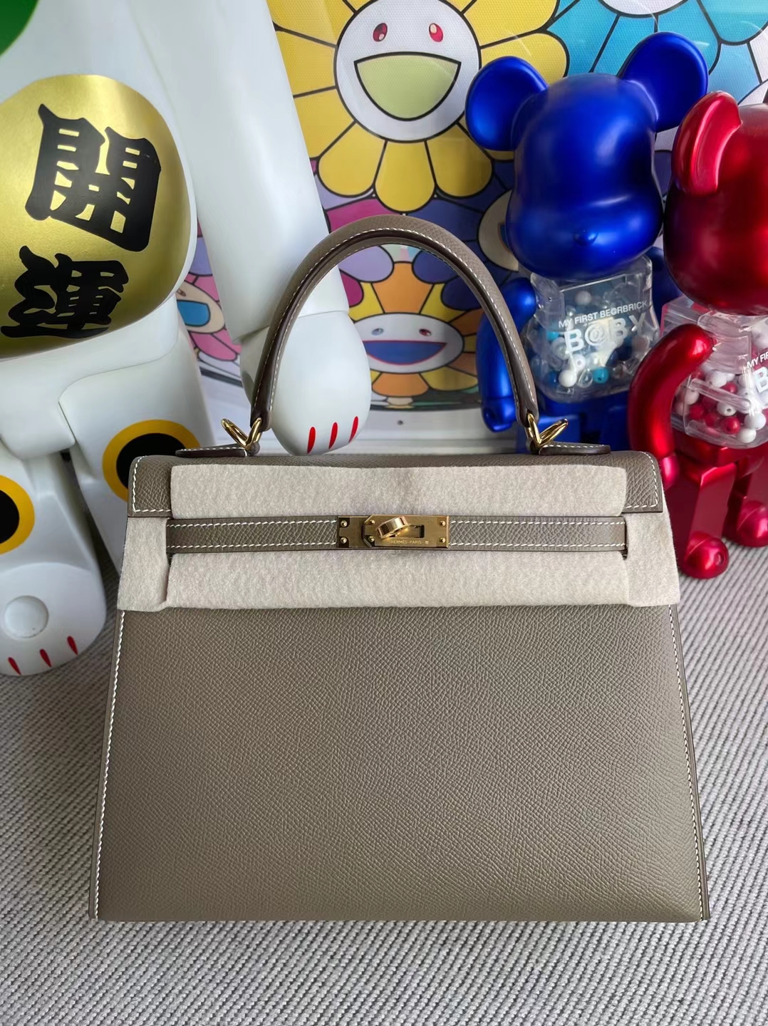 Uncle Bench Hermes kelly Epsom Ck18 Etoupe Gold Hardware 25cm Full Handmade