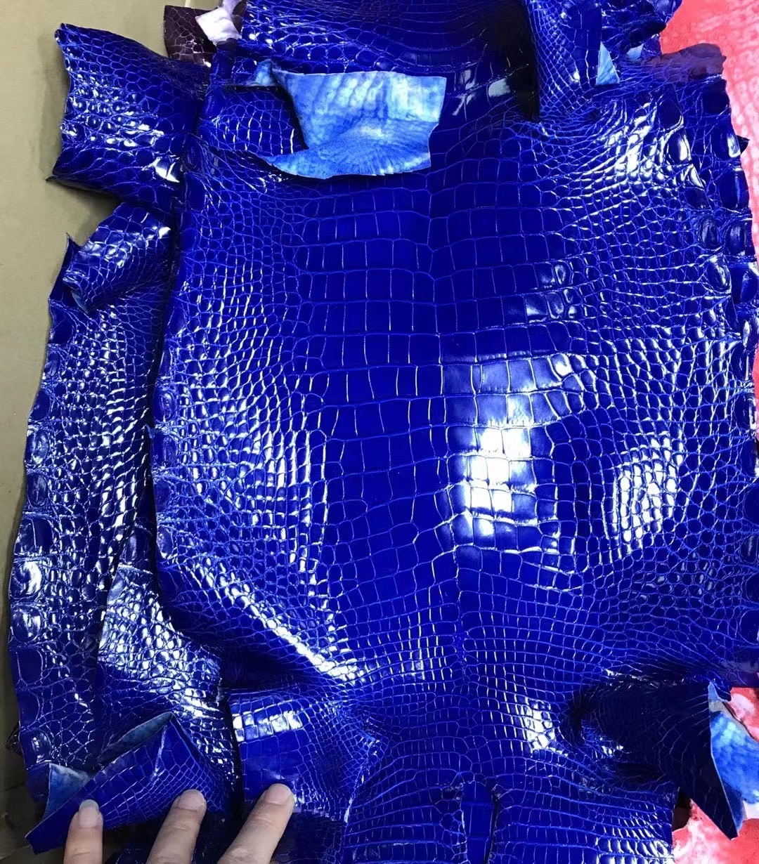 Uncle Bench Hermes Leather crocodile shiny Electric blue customized