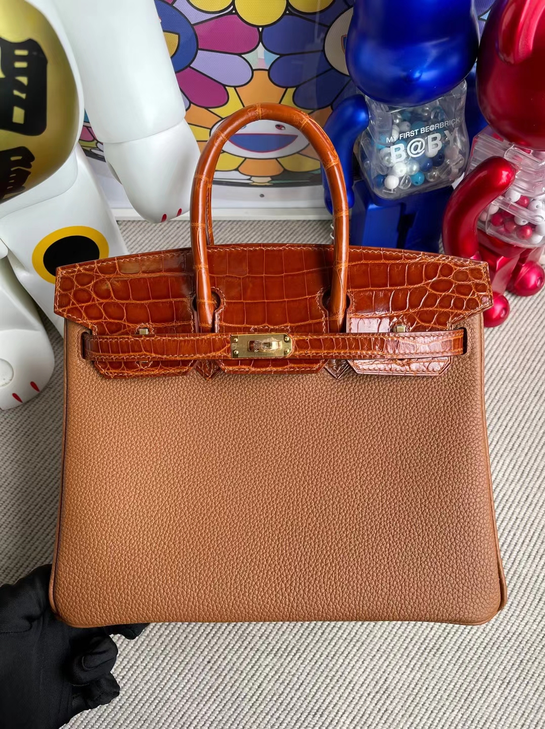Uncle Bench Hermes Birkin Touch Togo & shiny Niloticus Gold & Miel Gold Hardware 25cm Full Handmade