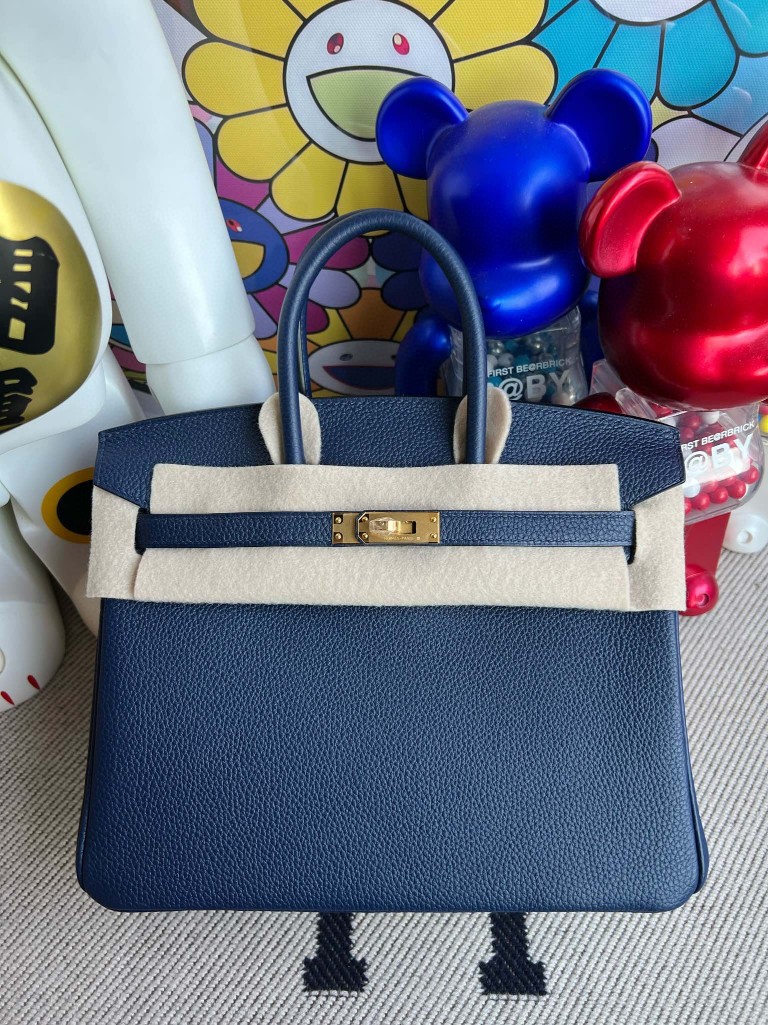 Uncle Bench Hermes Birkin togo 7k Blue saphir Gold Hardware 25cm Full Handmade