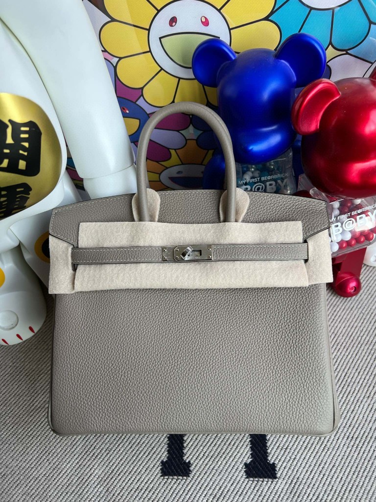 Uncle Bench Hermes Birkin togo M8 gris ashpit Silver Hardware 25cm Full Handmade