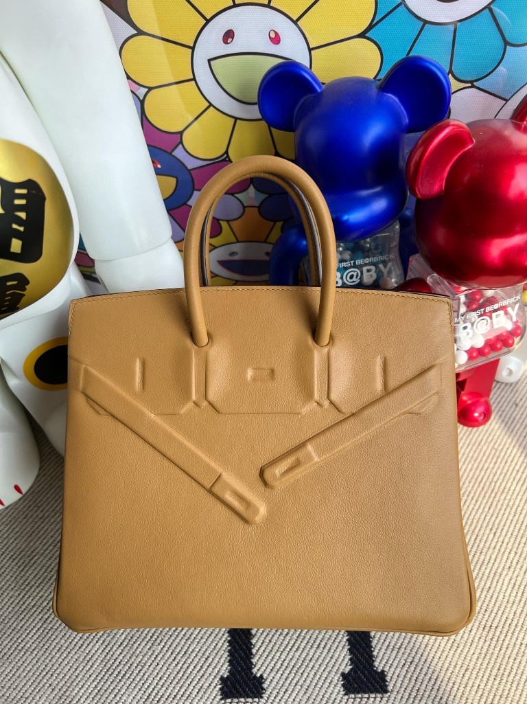 Uncle Bench Hermes Birkin Shadow 4B Biscuits color Silver Hardware 25cm Full Handmade