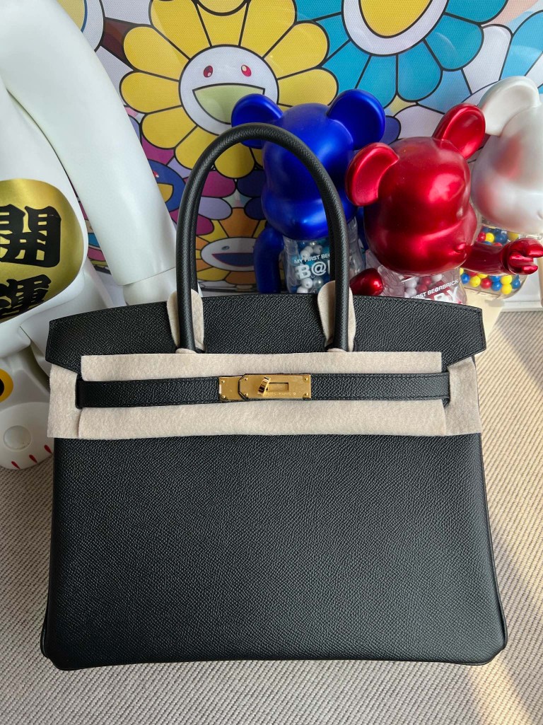 Uncle Bench Hermes Birkin Epsom ck89 Noir Gold Hardware 30cm Full Handmade