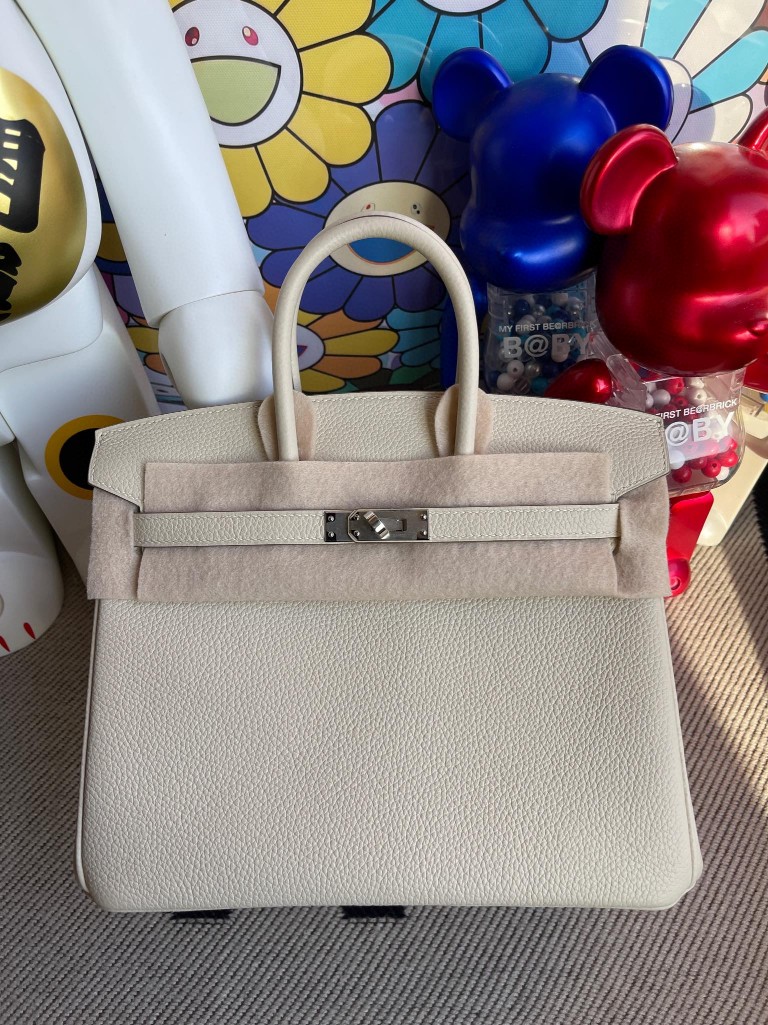 Uncle Bench Hermes Birkin Togo ck10 Craie Silver Hardware 25cm Full Handmade