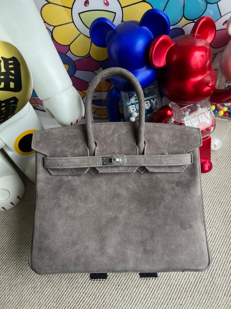 Uncle Bench Hermes Birkin chamois gray Silver Hardware 25cm Full Handmade