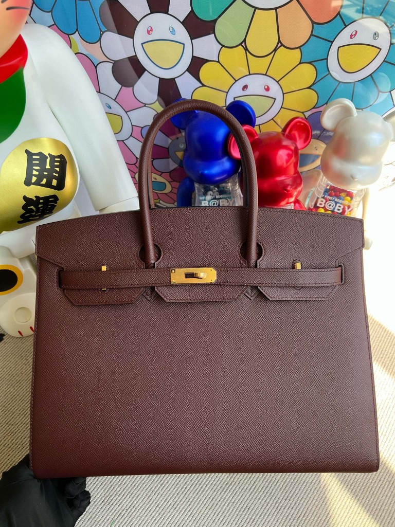 Uncle Bench Hermes Birkin Epsom Sellier Bordeaux red Gold Hardware 35cm Full Handmade