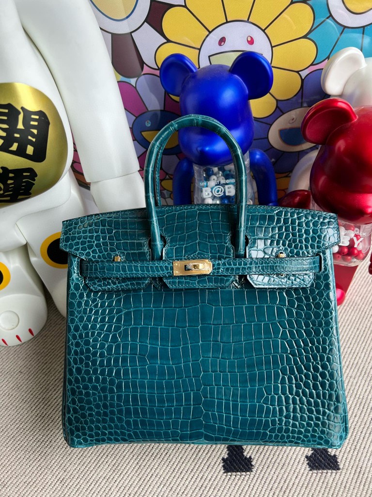 Uncle Bench Hermes Birkin porosus shiny W0 Vert Bosphore Gold Hardware 25cm Full Handmade