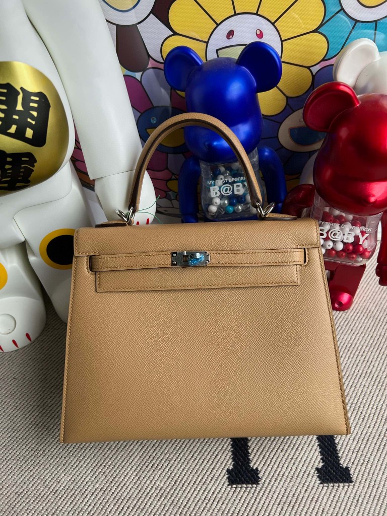 Uncle Bench Hermes Kelly Epsom Biscuit Silver Hardware 25cm Full Handmade
