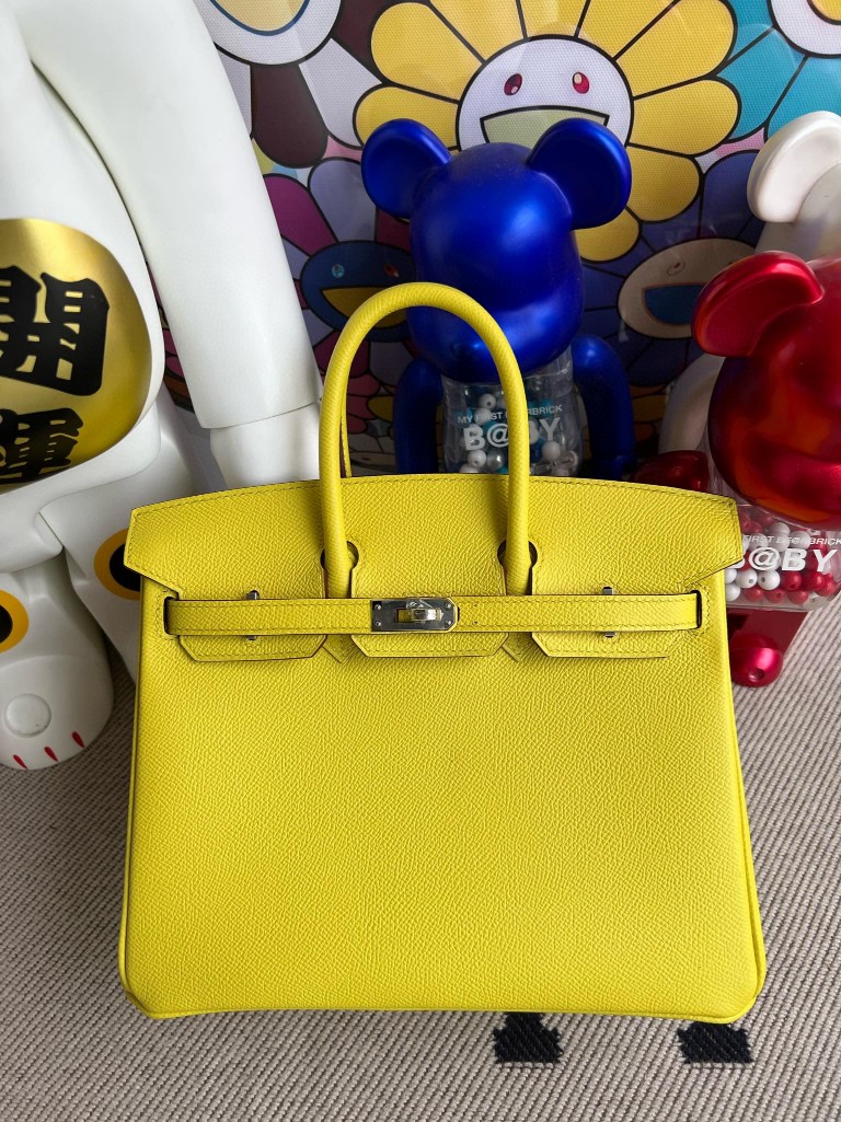 Uncle Bench Hermes Birkin Epsom 9R Lemon yellow & Blue Silver Hardware 25cm Full Handmade