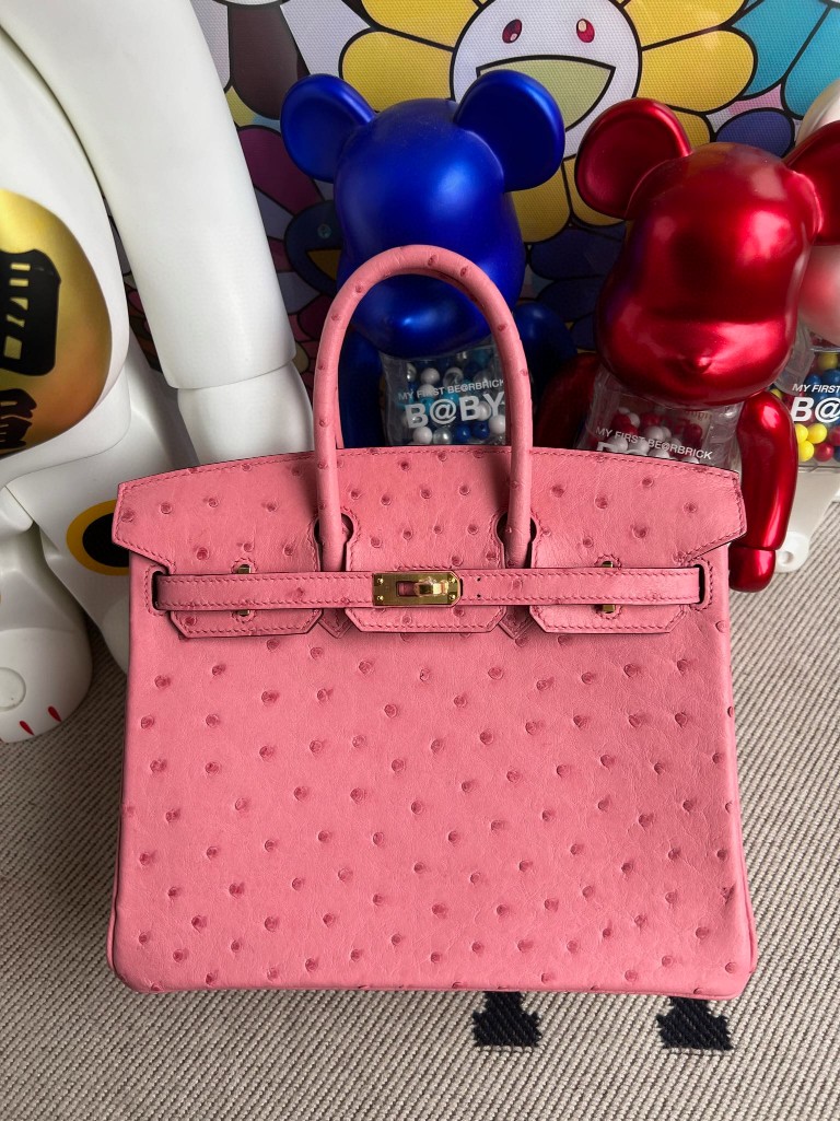 Uncle Bench Hermes Birkin Ostrich kk Pink Gold Hardware 25cm Full Handmade