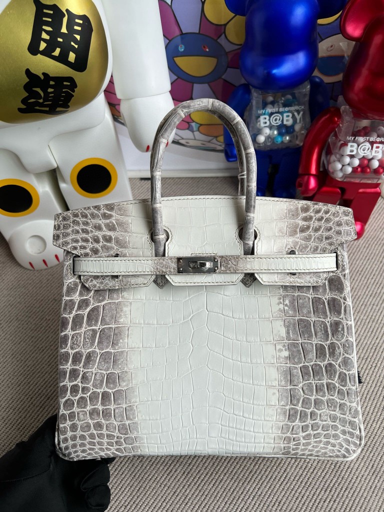 Uncle Bench Hermes Birkin matte crocodile Himalaya Silver Hardware 25cm Full Handmade