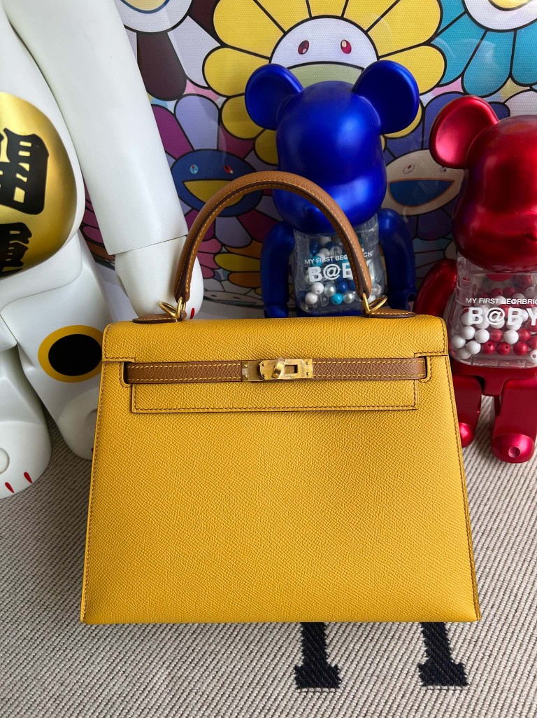 Uncle Bench Hermes Kelly Epsom ck37 Gold & 9D Amber yellow Gold Hardware 25cm Full Handmade