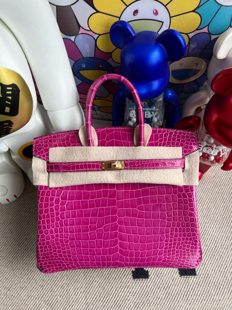 Uncle Bench Hermes Birkin porosus shiny J5 Rose purple Gold Hardware 25cm Full Handmade