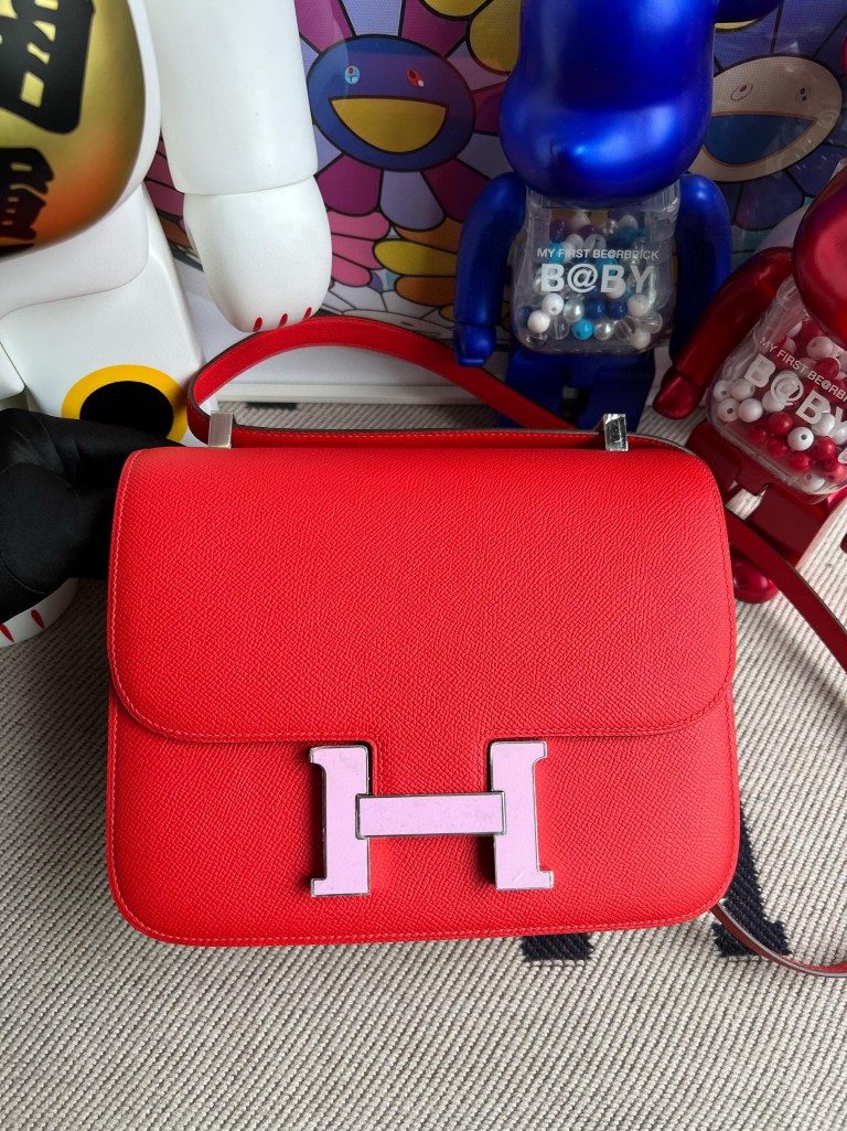 Uncle Bench Hermes Constance Epsom S3 Red & X9 mallow purple enamel Hardware 24cm Full Handmade