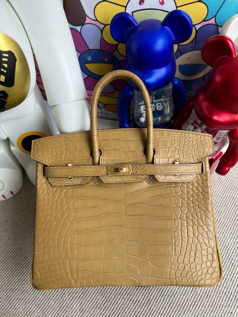 Uncle Bench Hermes Birkin Alligator matt paper yellow & Lemon yellow Gold Hardware 25cm Full Handmade
